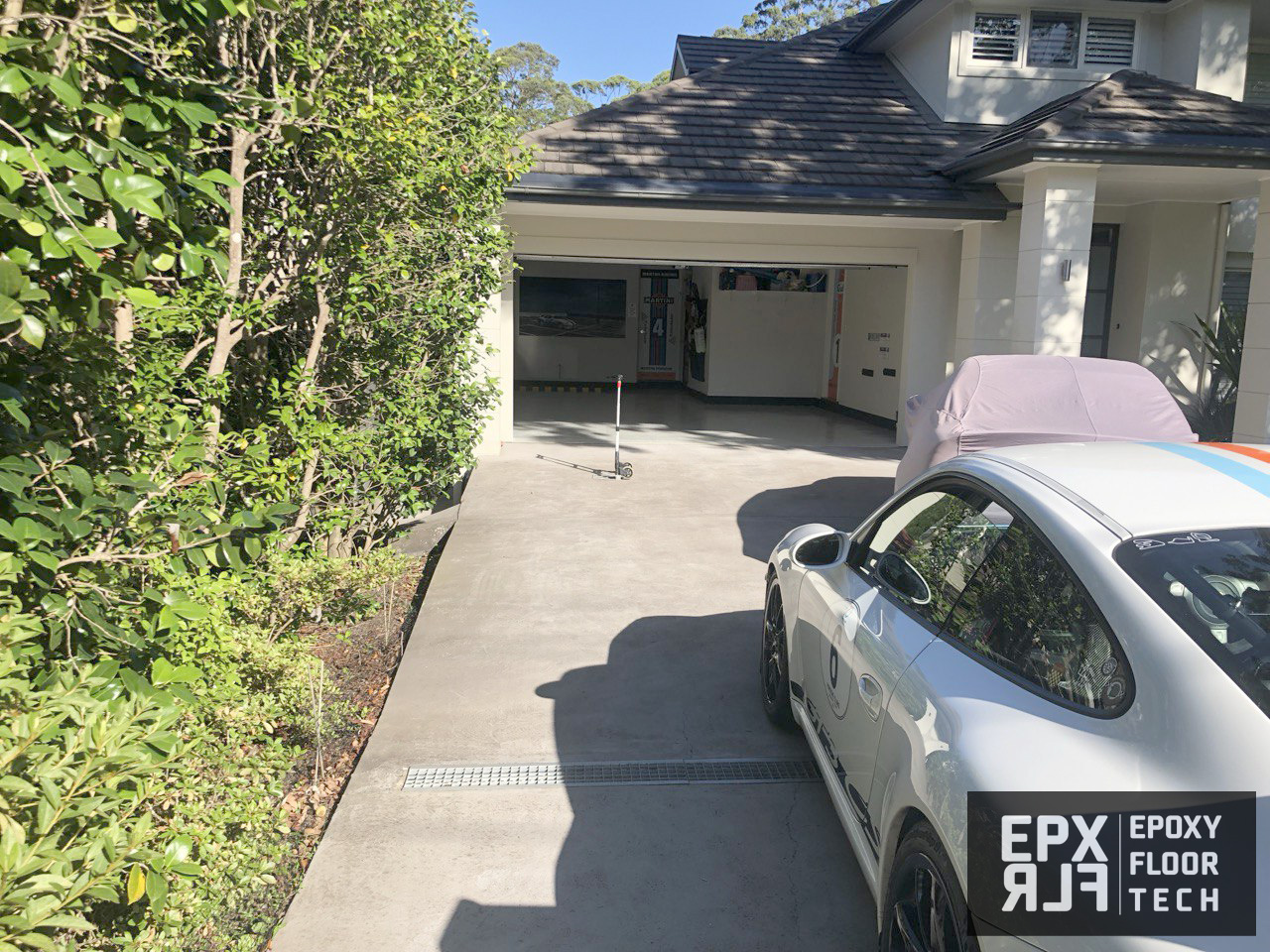 solid-white-colour-epoxy-garage-flooring garage-painting-Pymble